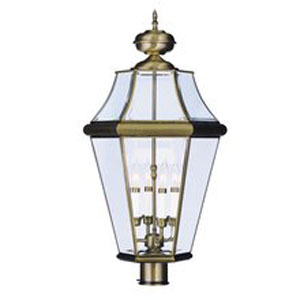 Livex Lighting 2368-02 Georgetown Outdoor Post Head in Polished Brass 